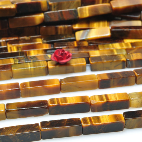 Natural Yellow Tiger Eye Stone smooth rectangle tube beads loose gemstone wholesale jewelry making diy bracelet necklace