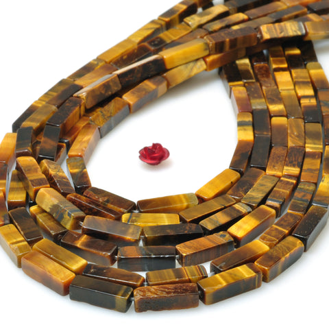 Natural Yellow Tiger Eye Stone smooth rectangle tube beads loose gemstone wholesale jewelry making diy bracelet necklace