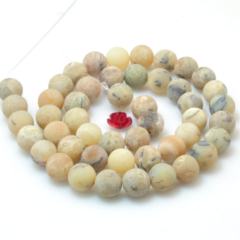 Natural African Opal yellow gemstone matte round beads wholesale loose gemstones for jewelry making diy bracelet necklace