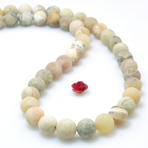 Natural African Opal yellow gemstone matte round beads wholesale loose gemstones for jewelry making diy bracelet necklace