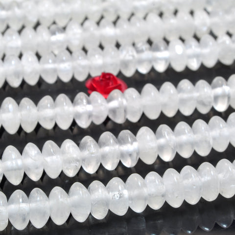 Natural White Rock Crystal Stone smooth disc rondelle beads wholesale loose gemstones for jewelry making DIY bracelet necklace
