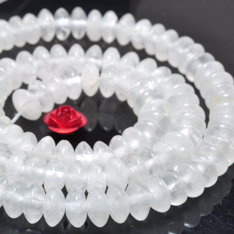 Natural White Rock Crystal Stone smooth disc rondelle beads wholesale loose gemstones for jewelry making DIY bracelet necklace