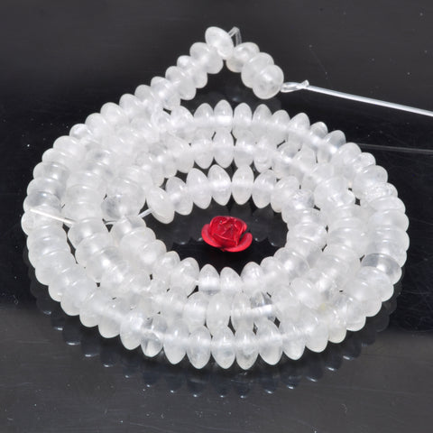 Natural White Rock Crystal Stone smooth disc rondelle beads wholesale loose gemstones for jewelry making DIY bracelet necklace