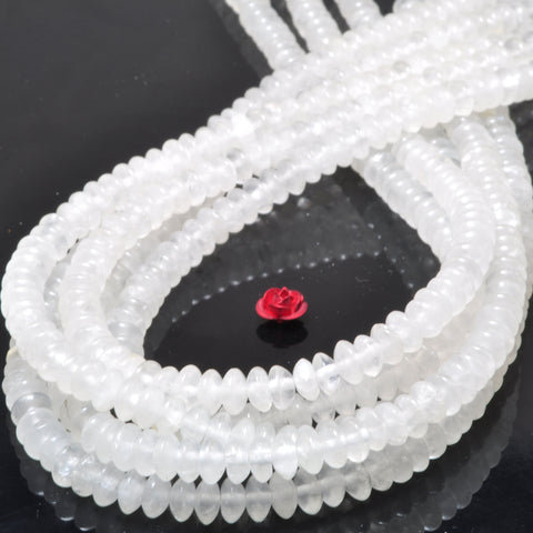 Natural White Rock Crystal Stone smooth disc rondelle beads wholesale loose gemstones for jewelry making DIY bracelet necklace