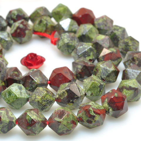 Natural Dragon Bloodstone star cut faceted nugget beads gemstone wholesale jewelry making diy bracelet necklace