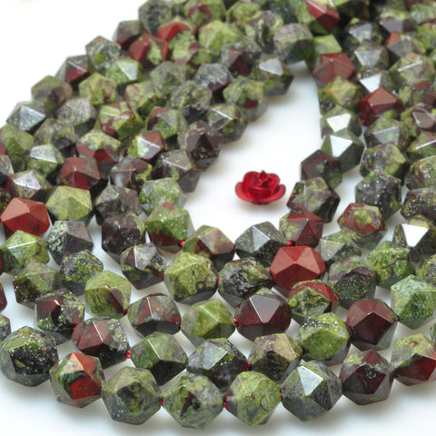 Natural Dragon Bloodstone star cut faceted nugget beads gemstone wholesale jewelry making diy bracelet necklace