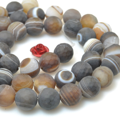 Natural Brown Banded Agate matte and faceted round beads wholesale loose gemstones for jewelry making diy bracelet necklace