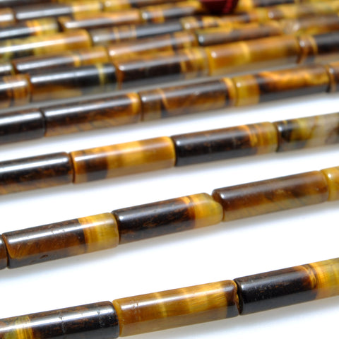 Natural Yellow Tiger Eye smooth tube cylinder beads wholesale gemstone jewelry making diy bracelet necklace