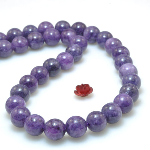 Purple Malaysia Jade smooth round loose beads wholesale gemstone jewelry making diy