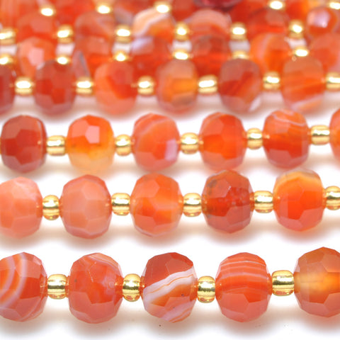 Natural Red banded agate faceted rondelle loose beads gemstone wholesale jewelry making bracelet necklace diy