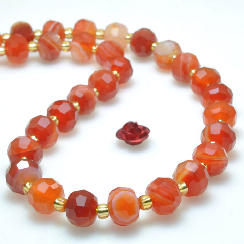 Natural Red banded agate faceted rondelle loose beads gemstone wholesale jewelry making bracelet necklace diy