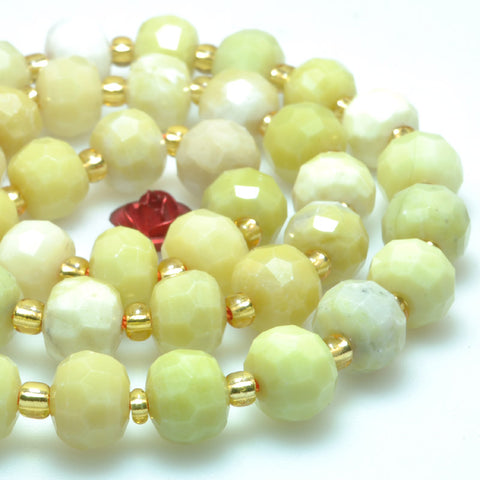 Natural butter jade faceted rondelle beads green stone wholesale loose gemstones for jewelry making diy bracelet necklace