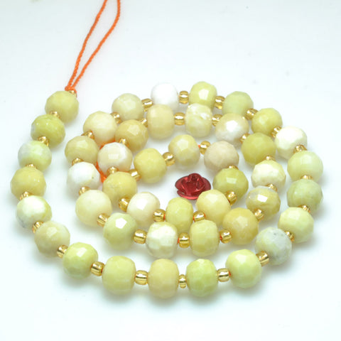 Natural butter jade faceted rondelle beads green stone wholesale loose gemstones for jewelry making diy bracelet necklace