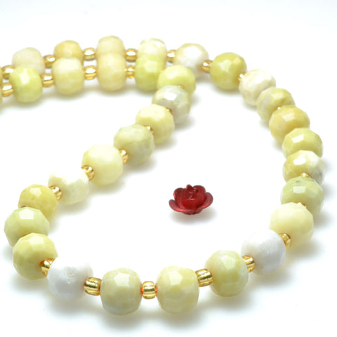 Natural butter jade faceted rondelle beads green stone wholesale loose gemstones for jewelry making diy bracelet necklace