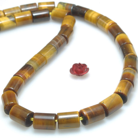 Natural yellow tiger eye smooth tube cylinder beads wholesale loose gemstone jewelry making bracelet necklace diy
