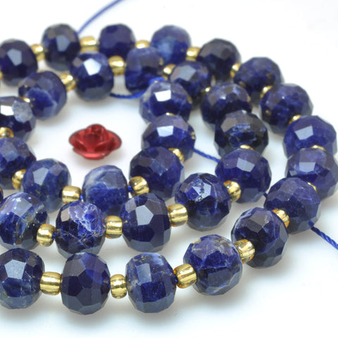 Natural blue sodalite stone faceted rondelle loose beads gemstone wholesale jewelry making bracelet necklace diy