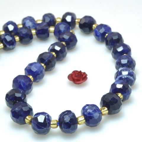 Natural blue sodalite stone faceted rondelle loose beads gemstone wholesale jewelry making bracelet necklace diy