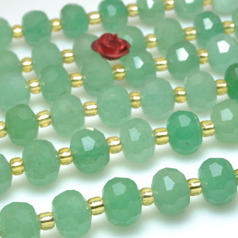 Natural green aventurine faceted rondelle beads wholesale loose gemstone jewelry making bracelet necklace diy