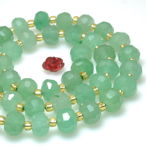 Natural green aventurine faceted rondelle beads wholesale loose gemstone jewelry making bracelet necklace diy