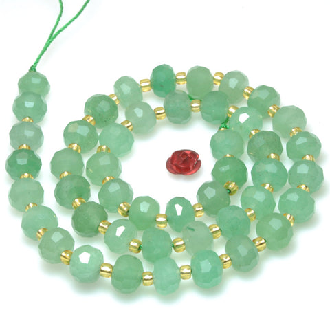 Natural green aventurine faceted rondelle beads wholesale loose gemstone jewelry making bracelet necklace diy