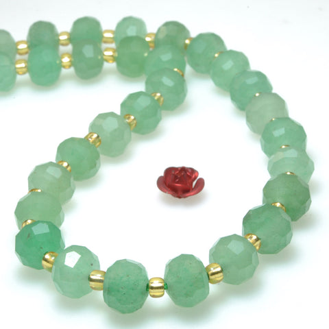 Natural green aventurine faceted rondelle beads wholesale loose gemstone jewelry making bracelet necklace diy