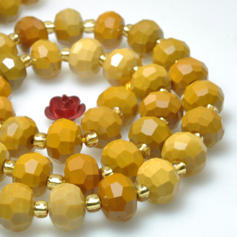 Natural yellow mookaite stone faceted rondelle loose beads wholesale gemstone jewelry making bracelet necklace diy