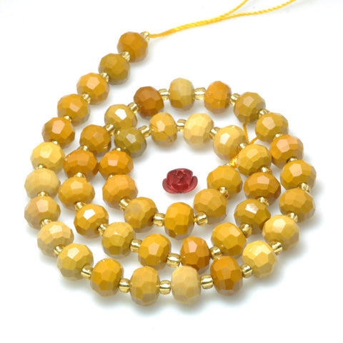Natural yellow mookaite stone faceted rondelle loose beads wholesale gemstone jewelry making bracelet necklace diy