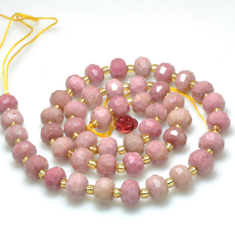 Natural pink rhodonite faceted rondelle loose beads wholesale gemstone jewelry making bracelet necklace diy