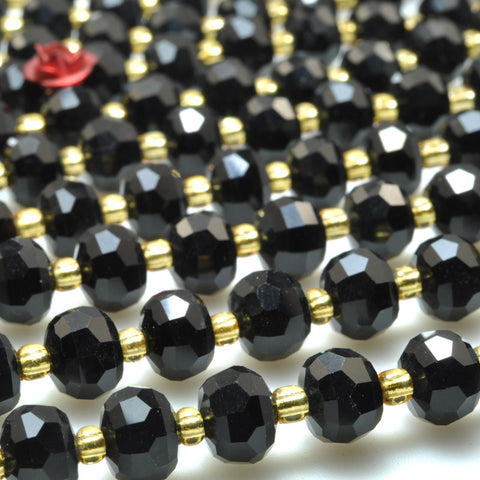 Black onyx faceted rondelle loose beads gemstone wholesale jewelry making bracelet necklace diy