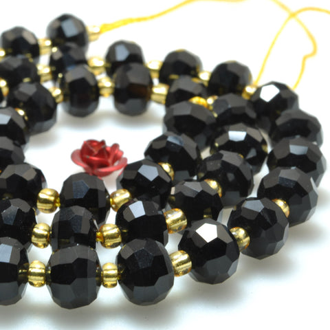 Black onyx faceted rondelle loose beads gemstone wholesale jewelry making bracelet necklace diy