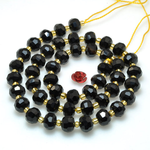 Black onyx faceted rondelle loose beads gemstone wholesale jewelry making bracelet necklace diy