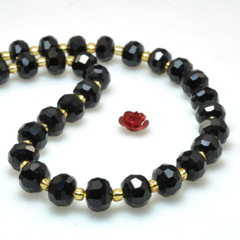 Black onyx faceted rondelle loose beads gemstone wholesale jewelry making bracelet necklace diy