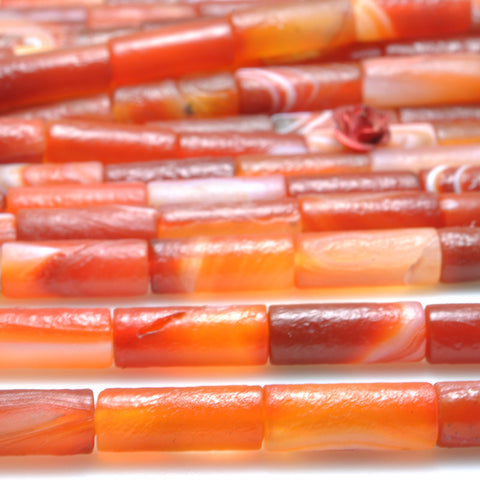 Rainbow agate frosted matte tube loose beads gemstone wholesale jewelry making bracecet necklace diy