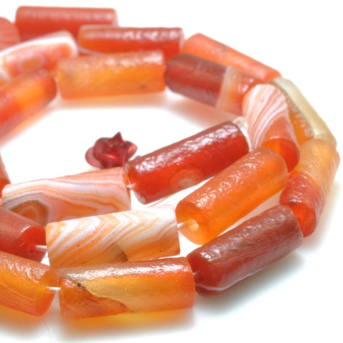 Rainbow agate frosted matte tube loose beads gemstone wholesale jewelry making bracecet necklace diy