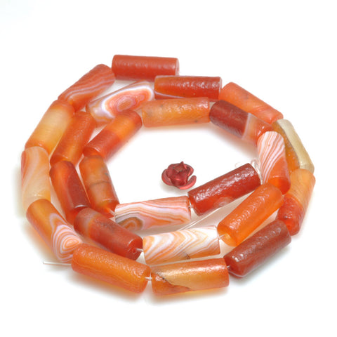 Rainbow agate frosted matte tube loose beads gemstone wholesale jewelry making bracecet necklace diy