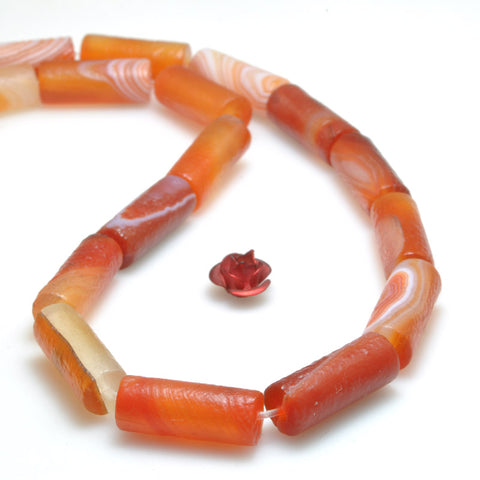 Rainbow agate frosted matte tube loose beads gemstone wholesale jewelry making bracecet necklace diy