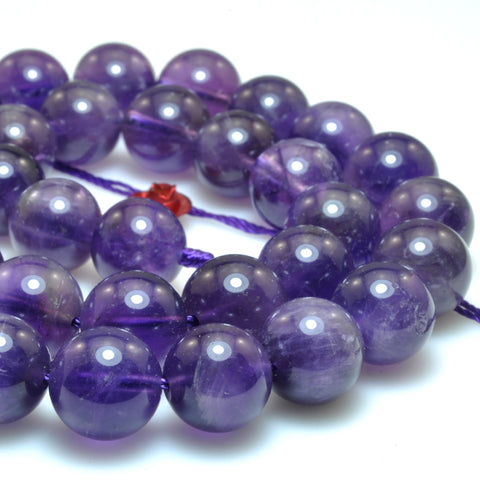 Natural Dark Purple Amethyst smooth round beads loose gemstone wholesale jewelry making bracelet necklace diy