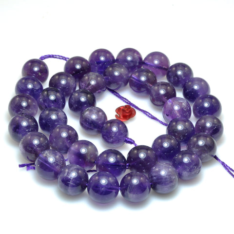 Natural Dark Purple Amethyst smooth round beads loose gemstone wholesale jewelry making bracelet necklace diy