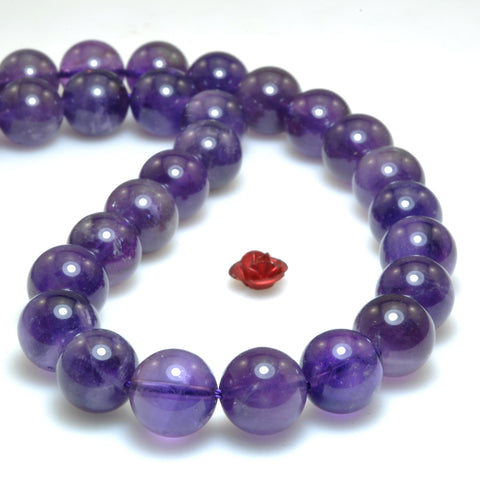 Natural Dark Purple Amethyst smooth round beads loose gemstone wholesale jewelry making bracelet necklace diy