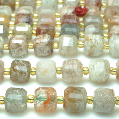 Natural Phantom Quartz crystal faceted cube beads loose gemstone wholesale jewelry making bracelet necklace diy