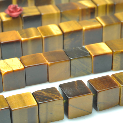 Yellow tiger eye smooth square cube beads gemstone wholesale jewelry making bracelet necklace diy
