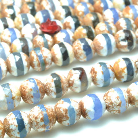 Retro tibetan agate oneline faceted round beads wholesale gemstone jewelry making bracelet necklace diy