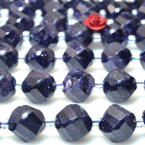Blue sandstone faceted twist beads gemstone wholesale jewelry making bracelet necklace diy