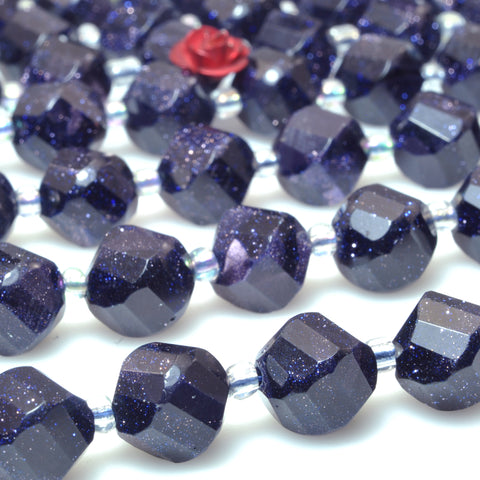 Blue sandstone faceted twist beads gemstone wholesale jewelry making bracelet necklace diy