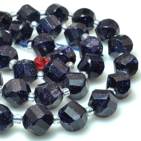 Blue sandstone faceted twist beads gemstone wholesale jewelry making bracelet necklace diy