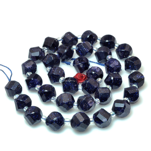 Blue sandstone faceted twist beads gemstone wholesale jewelry making bracelet necklace diy