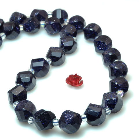 Blue sandstone faceted twist beads gemstone wholesale jewelry making bracelet necklace diy
