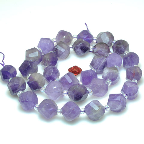 Natural amethyst faceted twist loose beads wholesale gemstone for jewelry making diy bracelet necklace