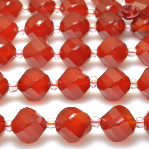 Red Carnelian faceted twist loose beads gemstone wholesale jewelry making bracelet necklace diy