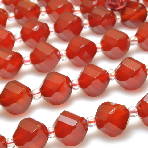 Red Carnelian faceted twist loose beads gemstone wholesale jewelry making bracelet necklace diy